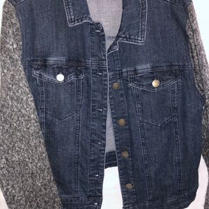 Denim jacket w/ sweater sleeves